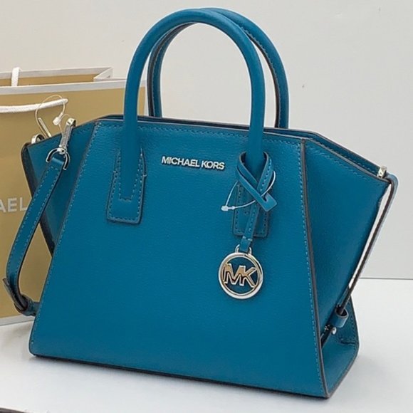 Michael Kors Avril Small Leather Top-Zip Satchel Lagoon color - Picture 3 of 16